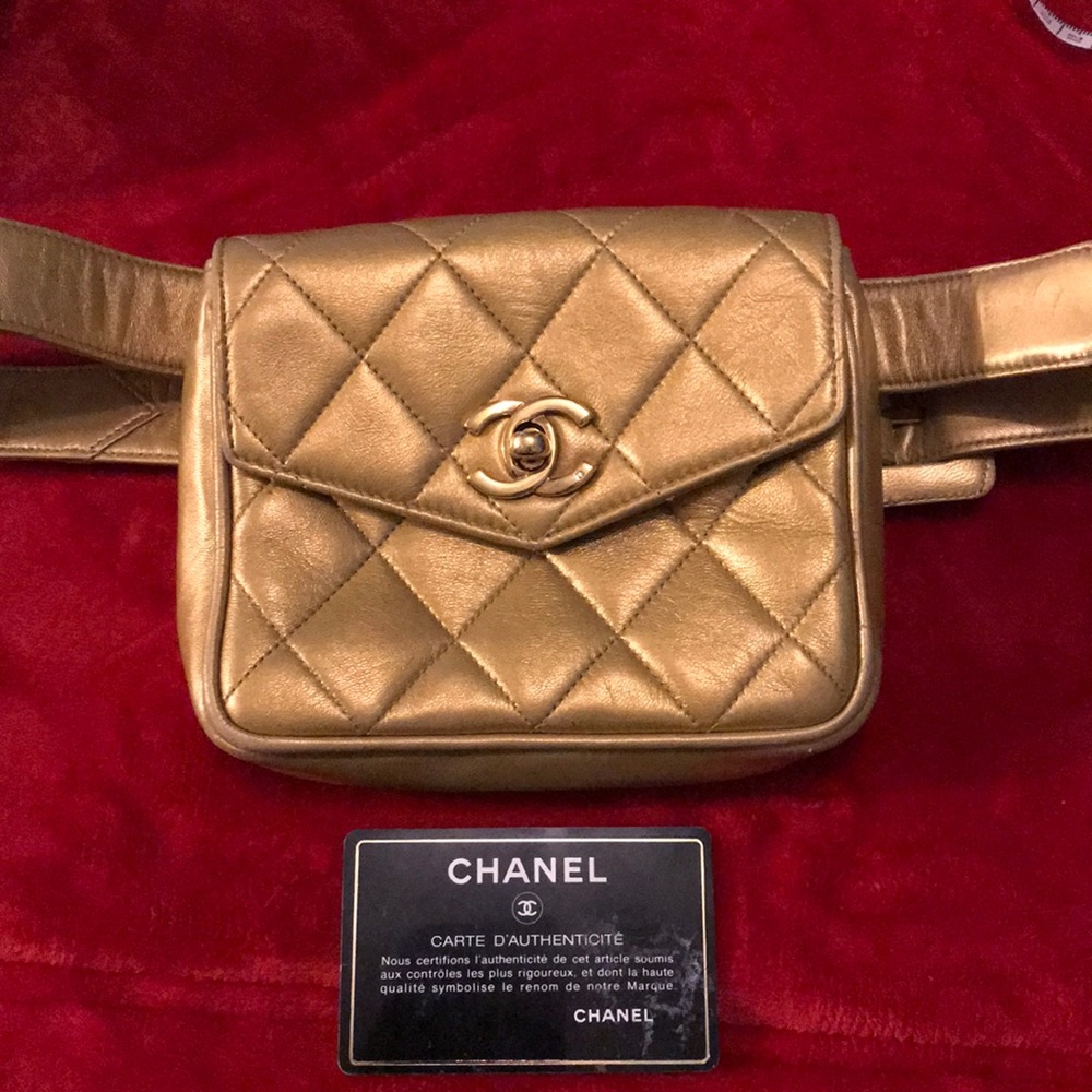 Chanel Gold Lambskin bag belt